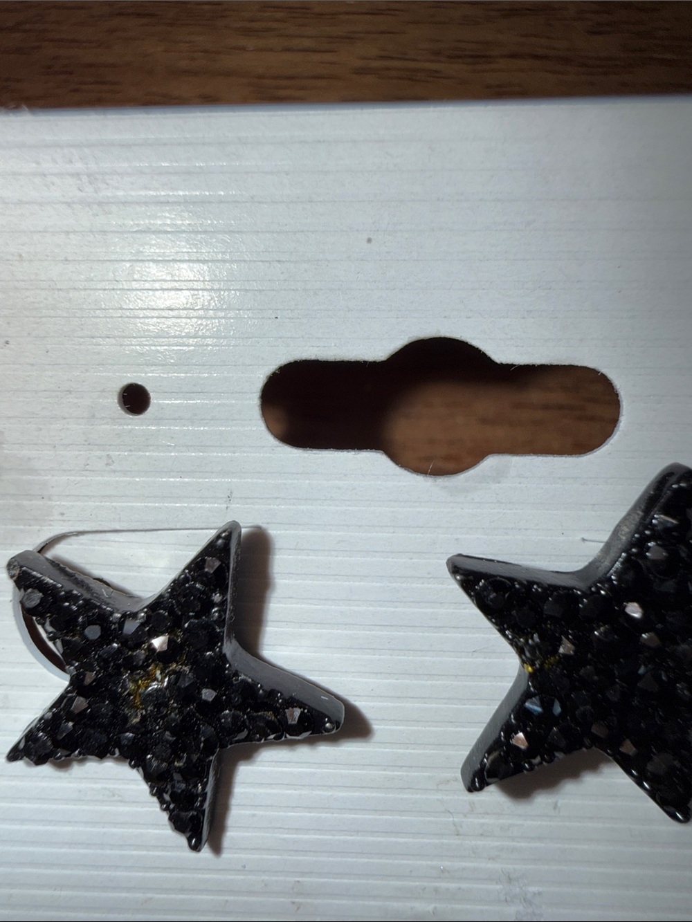 Black Glitter Star Hoop Earrings by